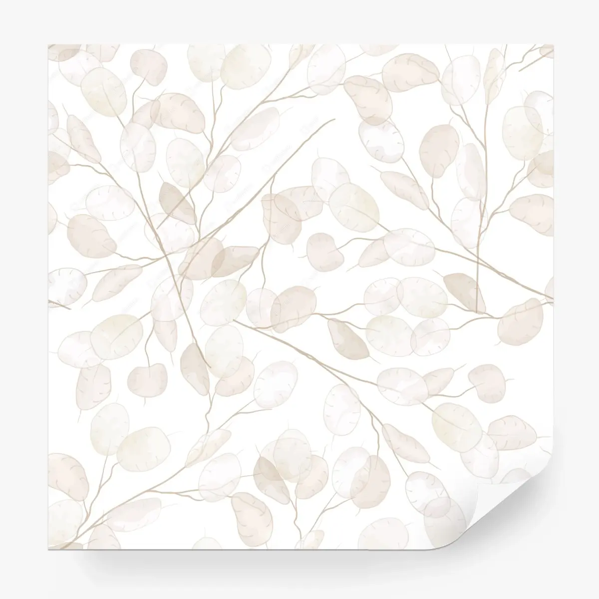 Fototapete zartes beiges botanisches aquarellmuster – Pixers®