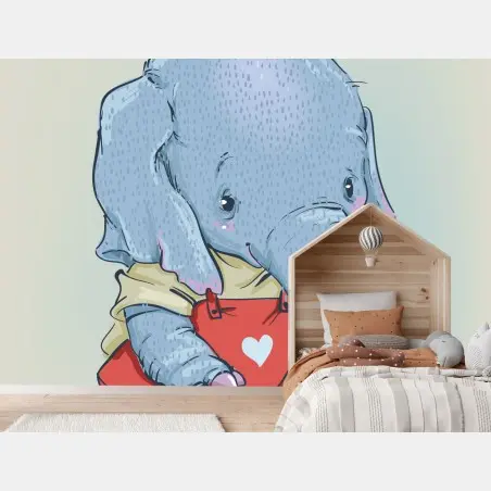 Fototapete süßer baby elefant in roten latzhosen – Pixers®