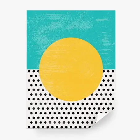 Fototapete gelbe sonne vor türkisfarbenem geometrischem hintergrund – Pixers®