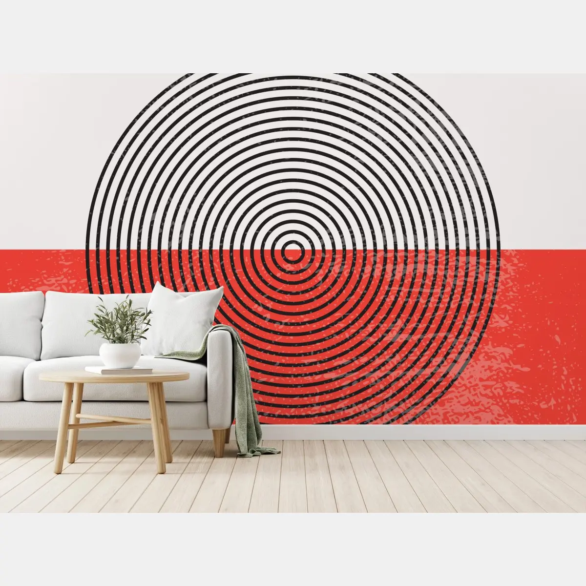 Fototapete rotes poster mit konzentrischen kreisen – Pixers®