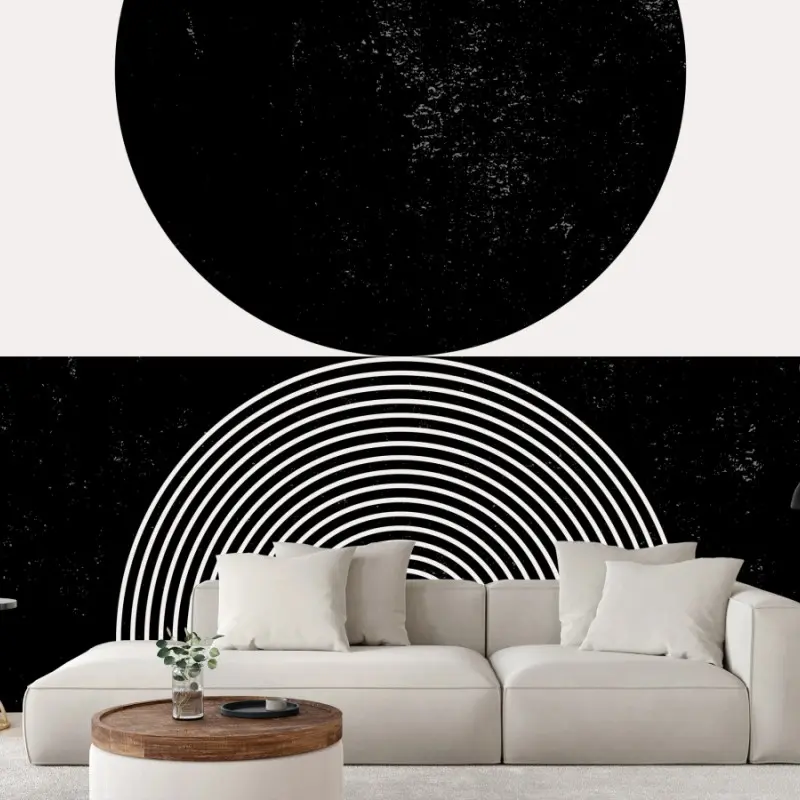 Fototapete minimalistische schwarz-weiß geometrische kreise
