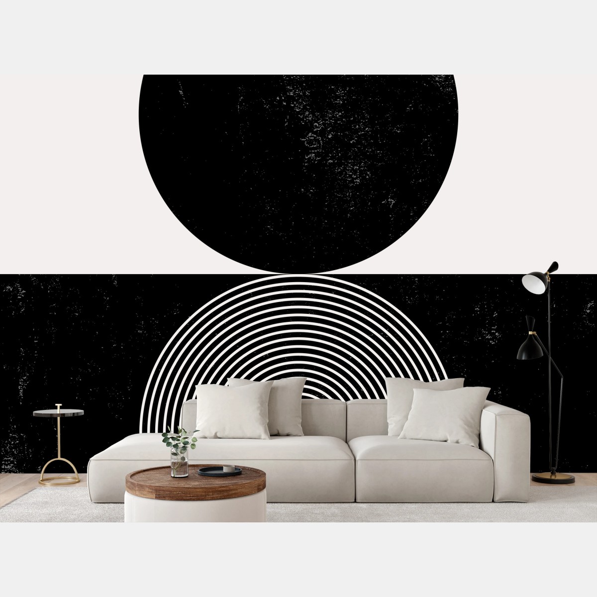 Fototapete minimalistische schwarz-weiß geometrische kreise – Pixers®