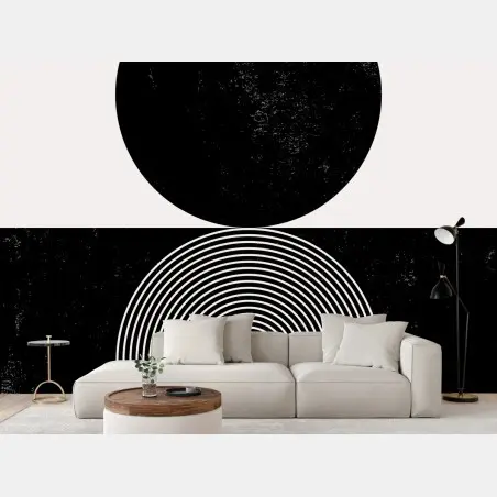 Fototapete minimalistische schwarz-weiß geometrische kreise – Pixers®