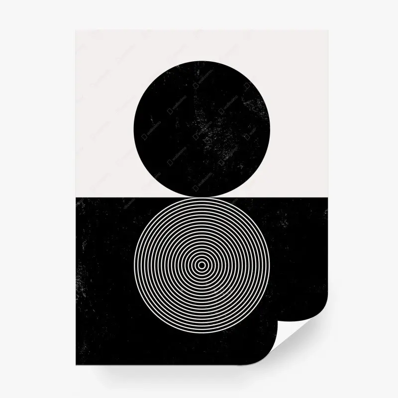 Fototapete minimalistische schwarz-weiß geometrische kreise