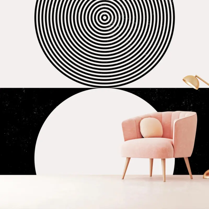 Fototapete minimalistische schwarz-weiße konzentrische kreise