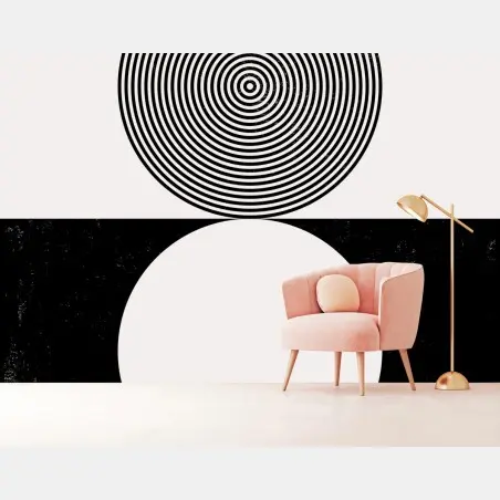 Fototapete minimalistische schwarz-weiße konzentrische kreise – Pixers®