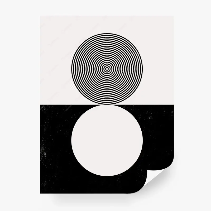 Fototapete minimalistische schwarz-weiße konzentrische kreise