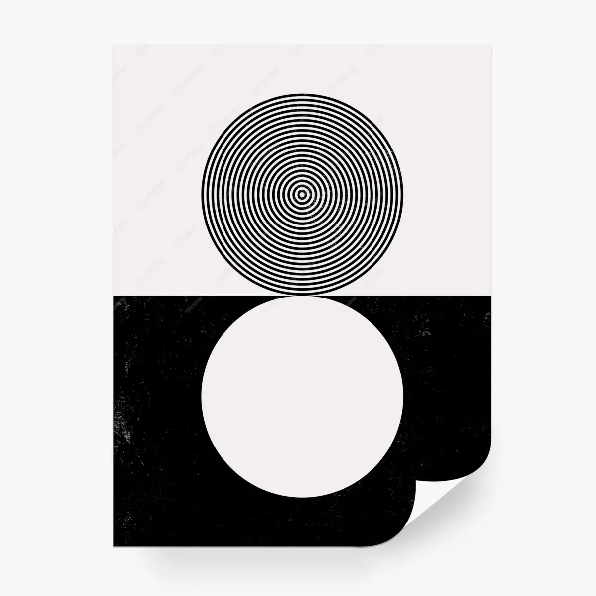 Fototapete minimalistische schwarz-weiße konzentrische kreise – Pixers®