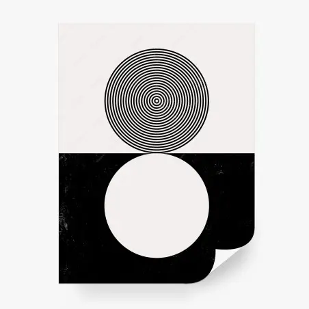 Fototapete minimalistische schwarz-weiße konzentrische kreise – Pixers®