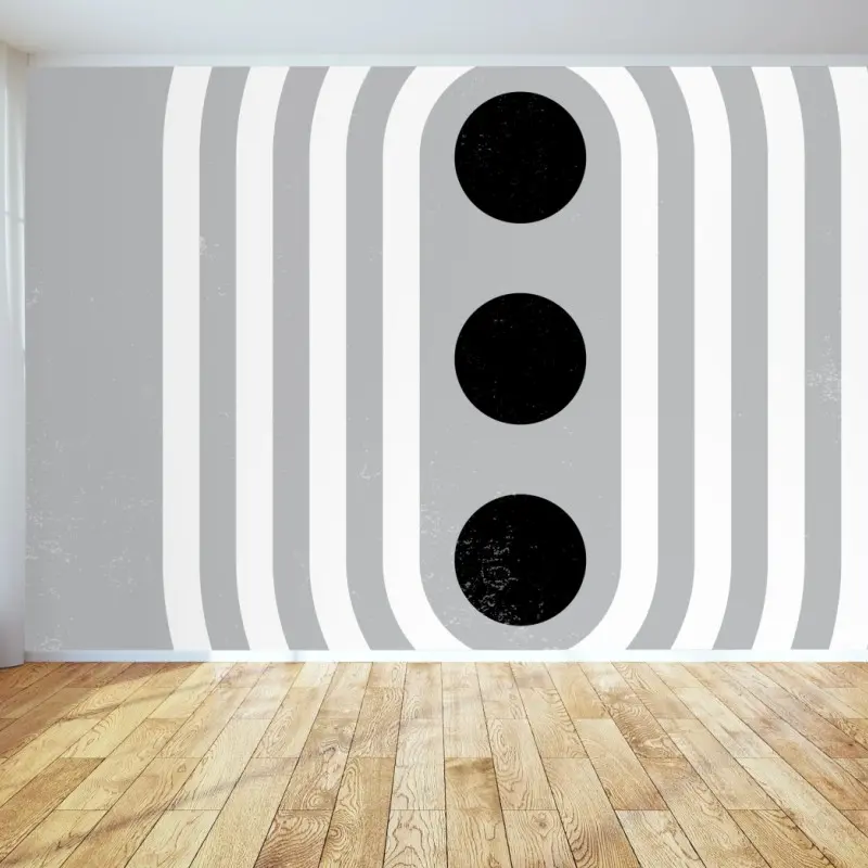 Fototapete minimalistisches graues geometrisches motiv mit konzentrischen ovalen