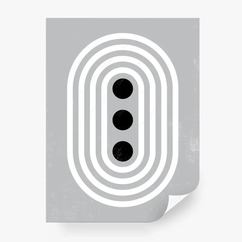 Fototapete minimalistisches graues geometrisches motiv mit konzentrischen ovalen