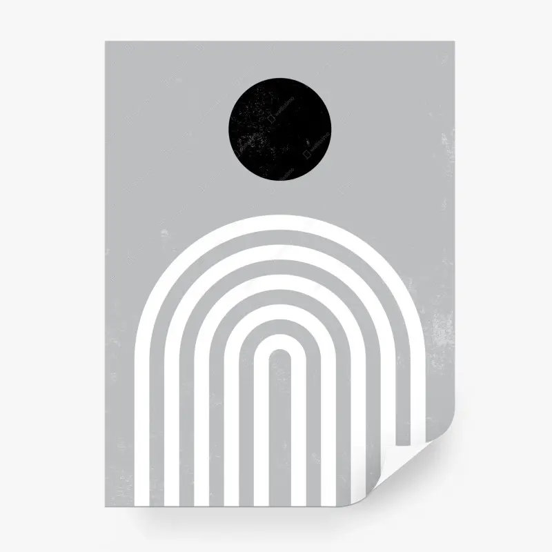 Fototapete minimalistische geometrische bögen mit sonne