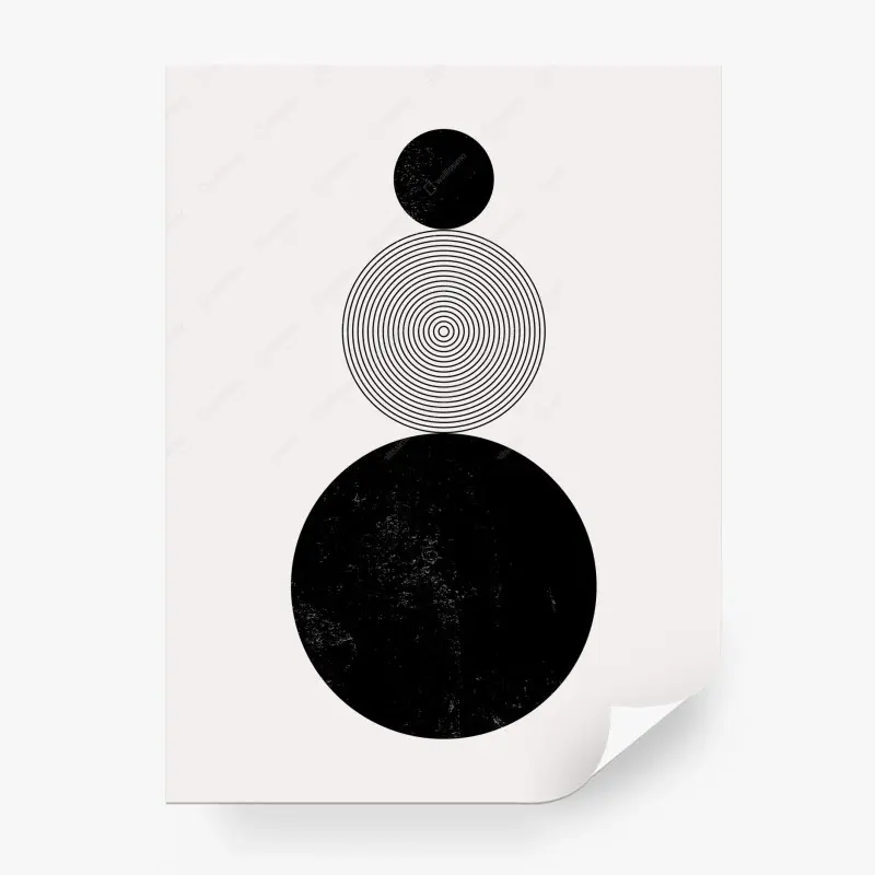 Fototapete minimalistische komposition schwarzer kreise