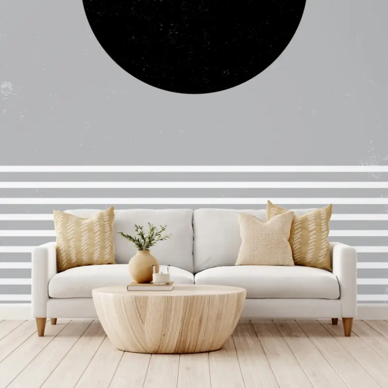 Fototapete schwarze sonne über gestreiftem horizont