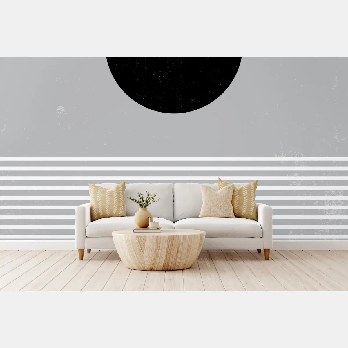 Fototapete schwarze sonne über gestreiftem horizont – Pixers®