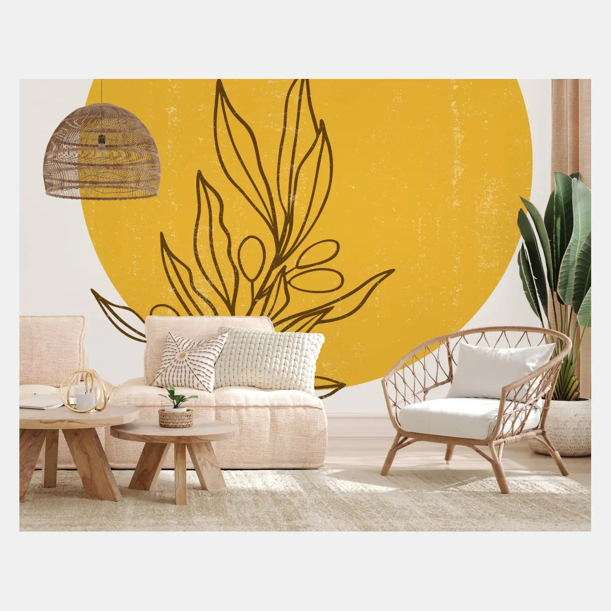 Fototapete minimalistische olivensonne – Pixers®