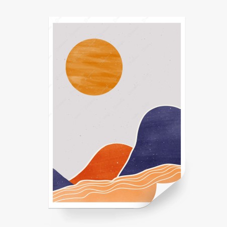 Fototapete minimalistische sonne und hügel – Pixers®