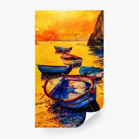Fototapete leuchtende boote bei sonnenuntergang – Pixers®
