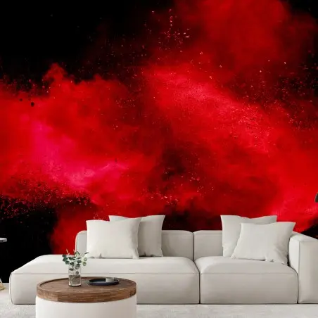 Fototapete rote pulverexplosion abstrakte kunst