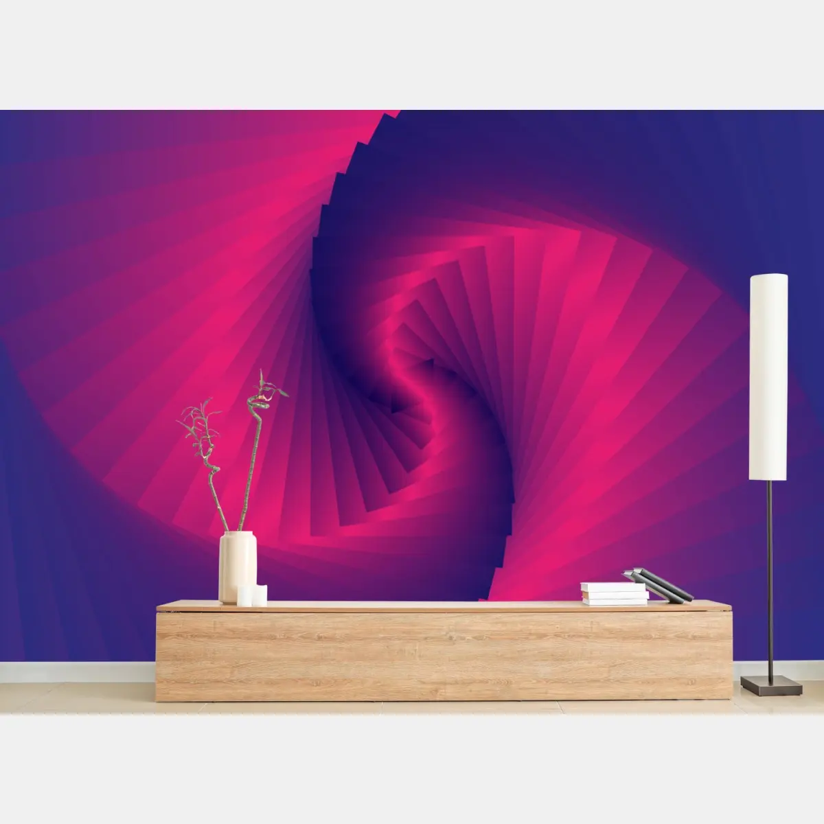 Fototapete magenta spirale geometrisches motiv – Pixers®