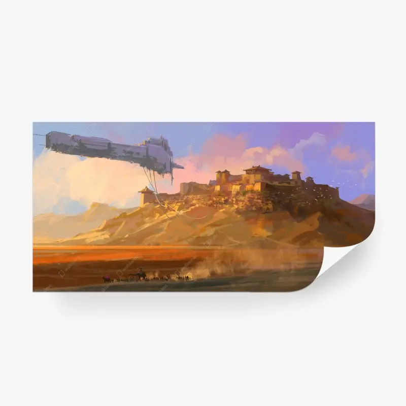 Fototapete verfallenes raumschiff über der Gobi