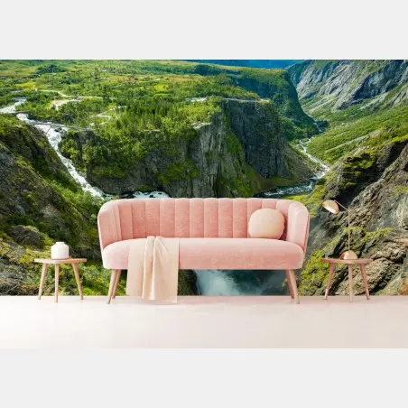 Fototapete Vøringsfossen wasserfall panorama, Norwegen – Pixers®