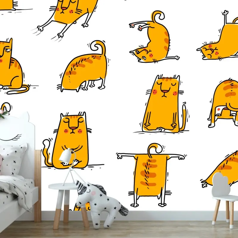 Fototapete verspielte orange katzen in verschiedenen posen
