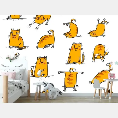 Fototapete verspielte orange katzen in verschiedenen posen – Pixers®