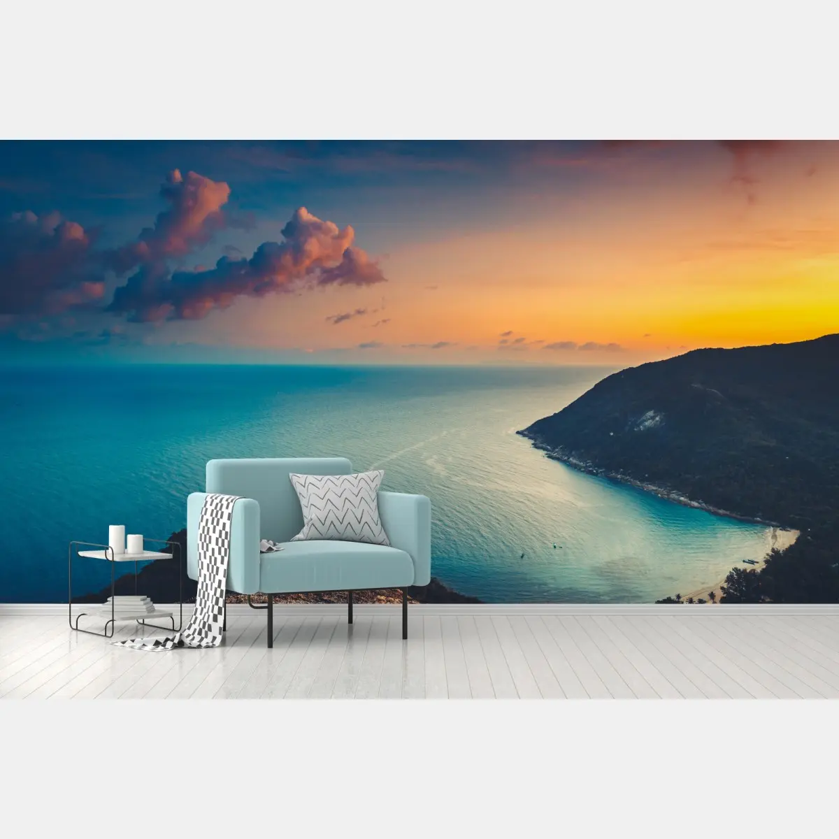 Fototapete sonnenuntergang über tropischer bucht – Pixers®