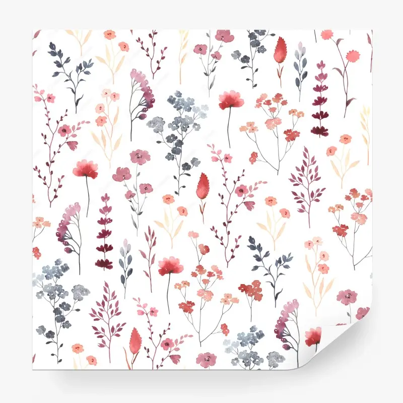 Fototapete zartes aquarellmuster mit wildblumen