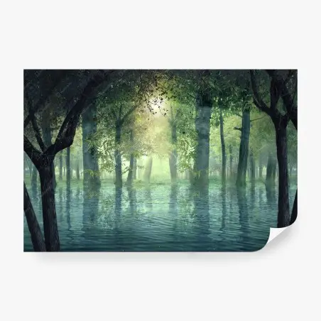 Fototapete verzauberter überfluteter wald im sonnenlicht – Pixers®