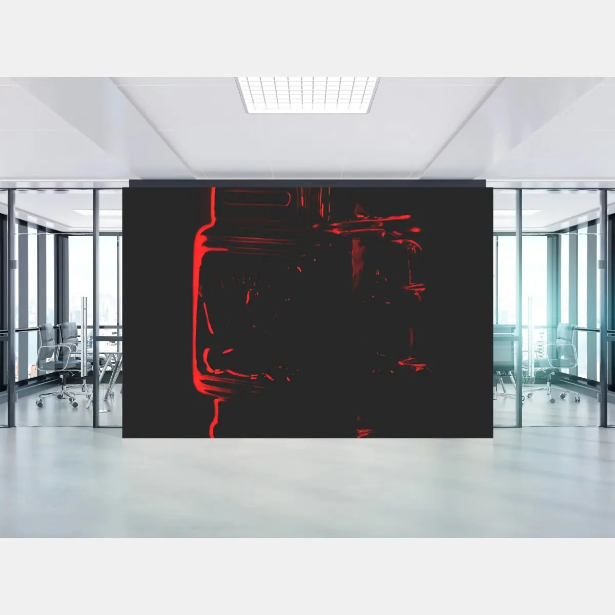 Fototapete rote robotersilhouette – Pixers®