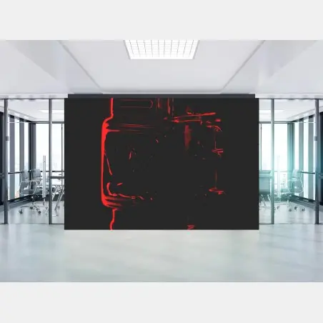 Fototapete rote robotersilhouette – Pixers®