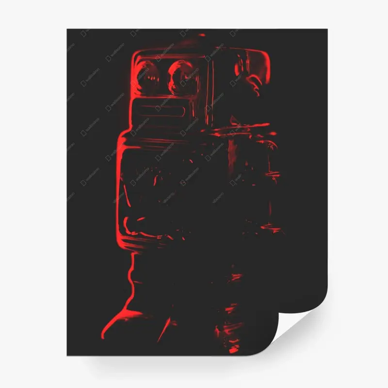 Fototapete rote robotersilhouette