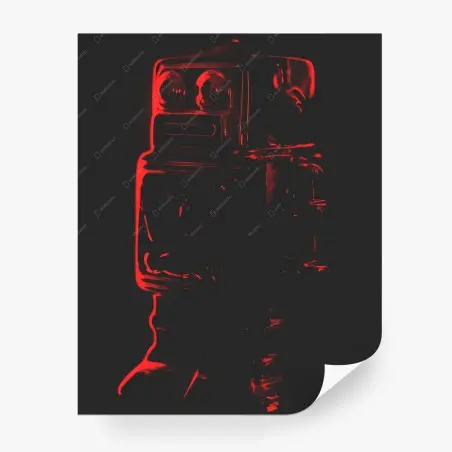 Fototapete rote robotersilhouette – Pixers®