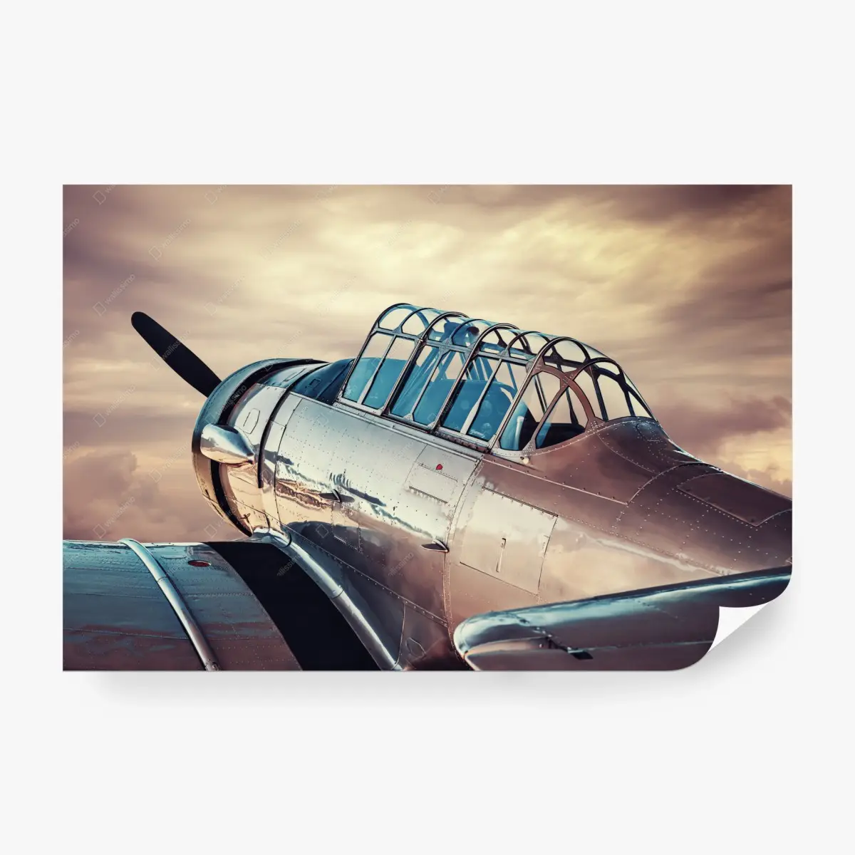 Fototapete nahaufnahme eines silbernen retro-flugzeugs – Pixers®