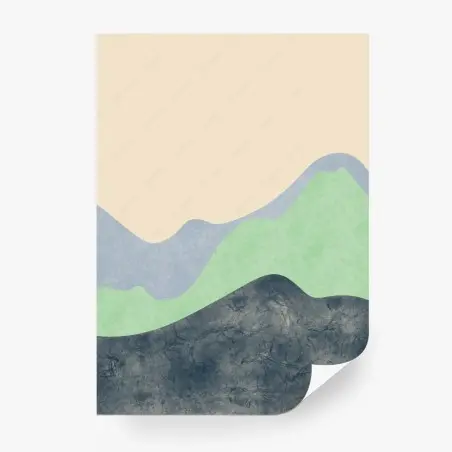 Fototapete minimalistische japanische berglandschaft aquarell – Pixers®