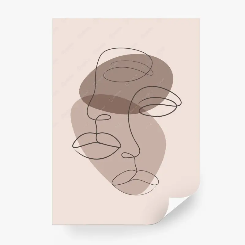 Fototapete minimalistische gesichter in einer durchgehenden linie