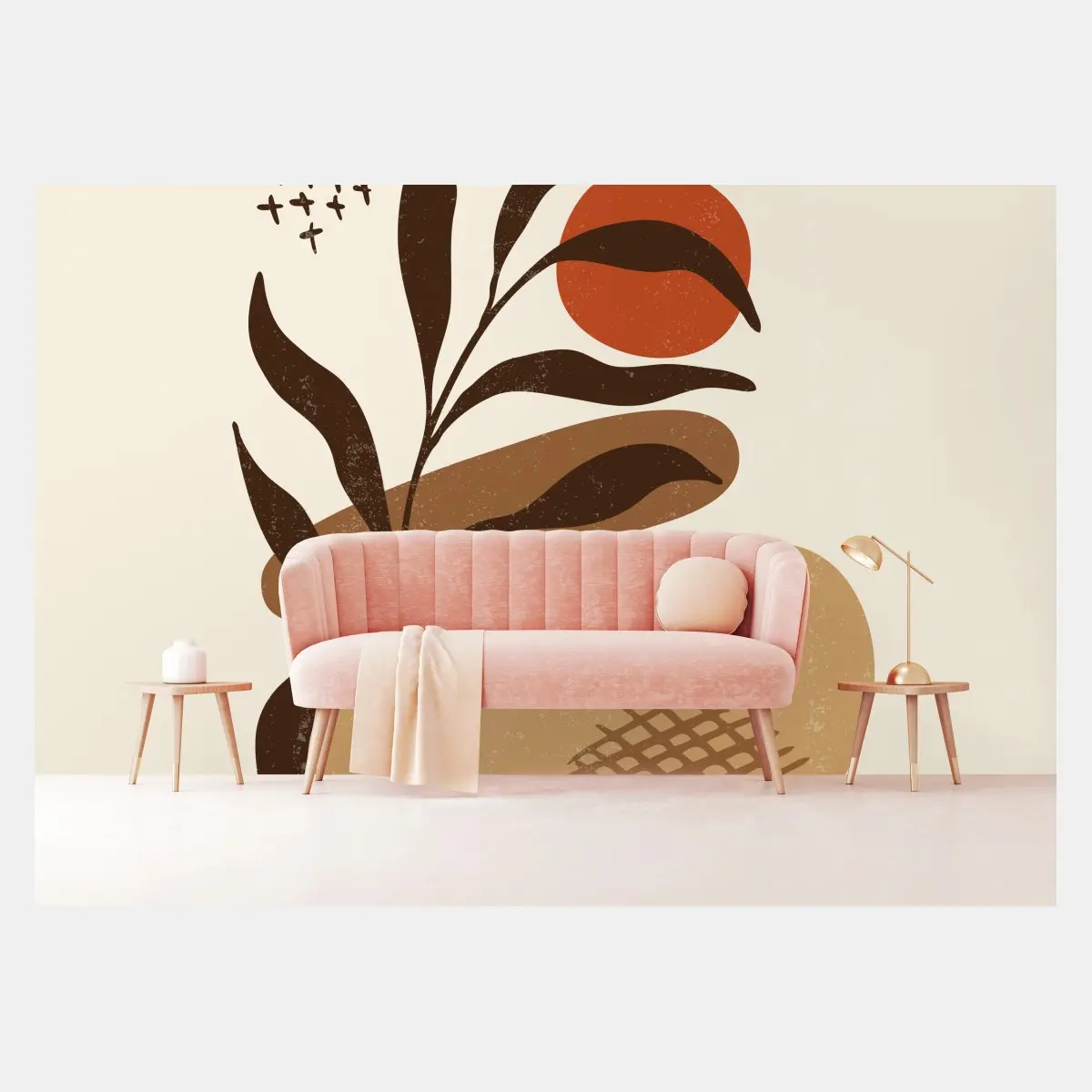 Fototapete minimalistische boho botanische komposition – Pixers®