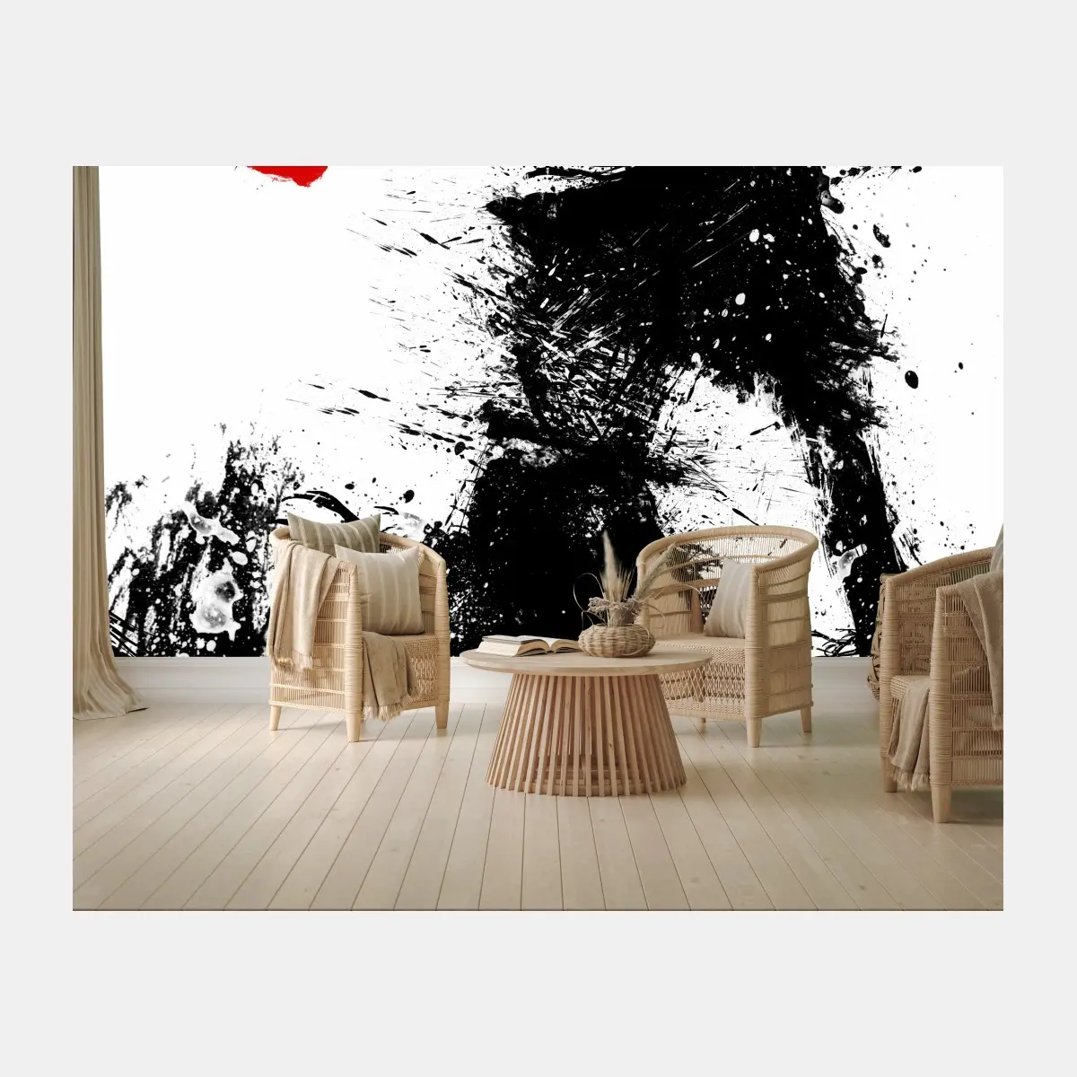 Fototapete tinten-silhouette mit roter blüte – Pixers®
