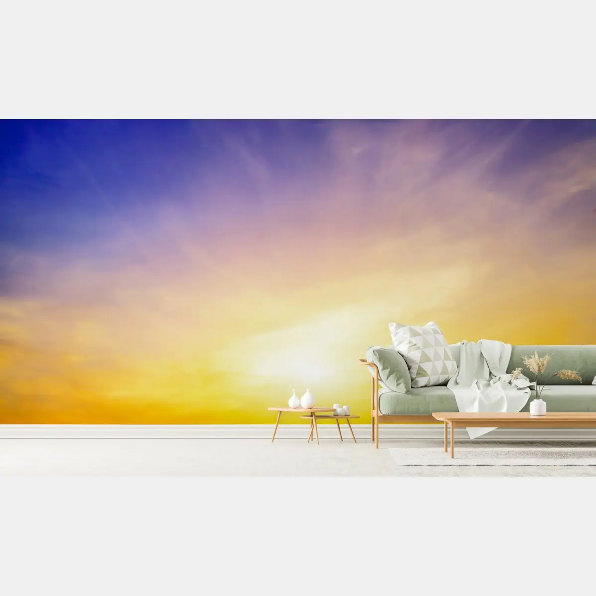 Fototapete goldener sonnenaufgang über ruhigem horizont – Pixers®