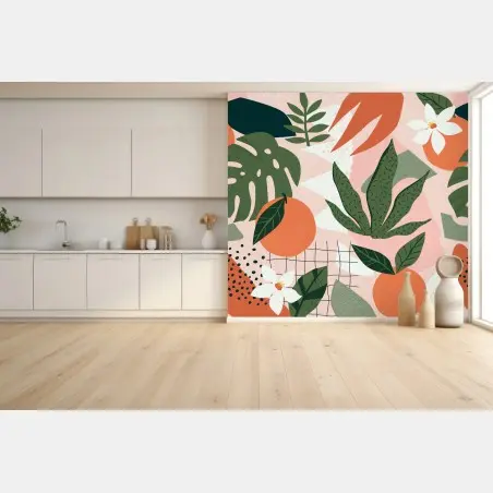 Fototapete pastelliges citrus-botanisches muster – Pixers®
