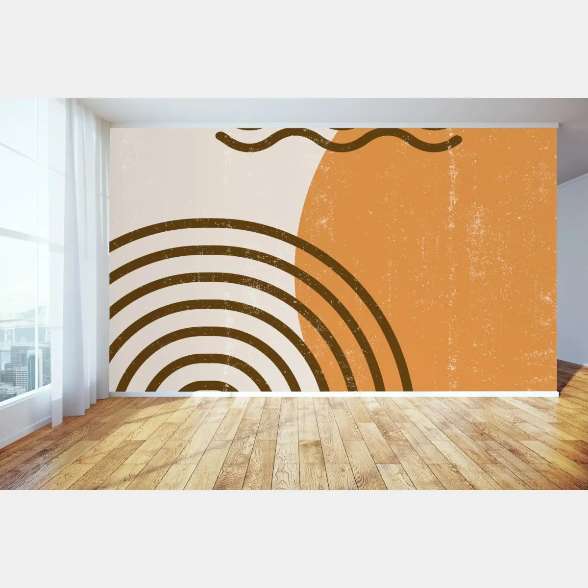 Fototapete boho geometrische sonne und regenbogen abstraktion – Pixers®