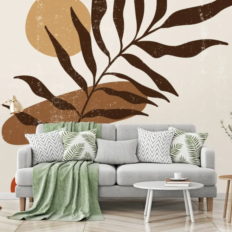 Fototapete boho botanische abstrakte komposition im minimalistischen stil