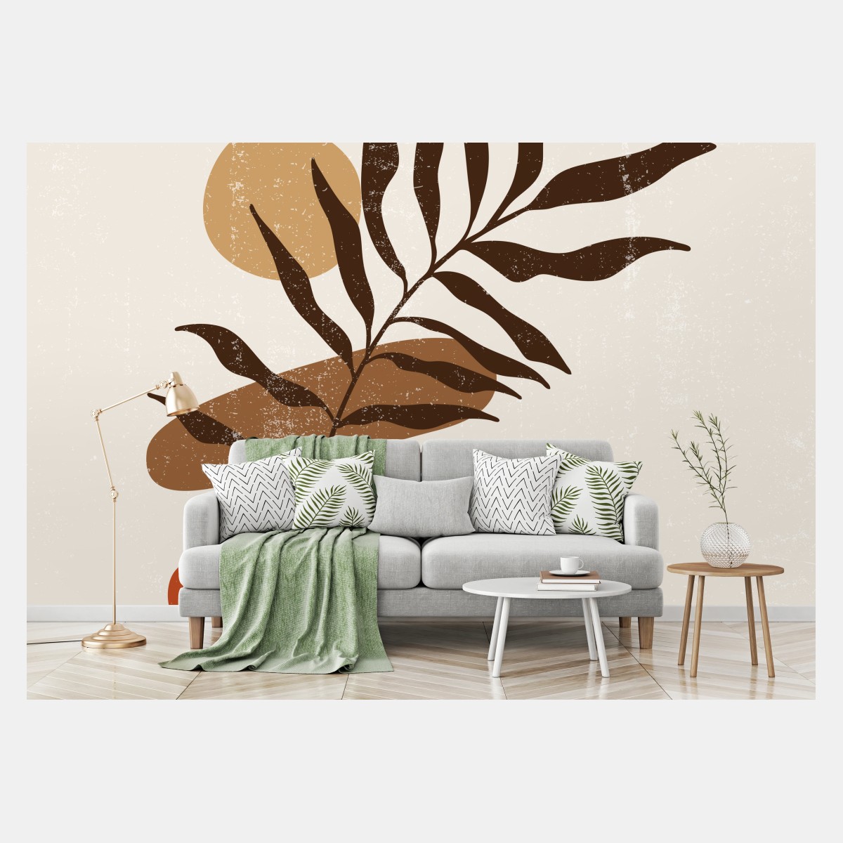 Fototapete boho botanische abstrakte komposition im minimalistischen stil – Pixers®