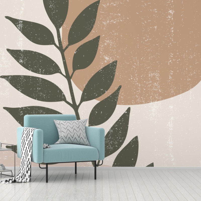 Fototapete minimalistische botanische blattgrafik