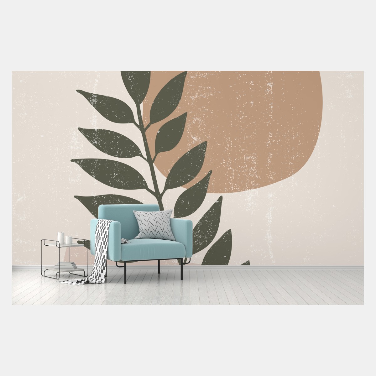 Fototapete minimalistische botanische blattgrafik – Pixers®