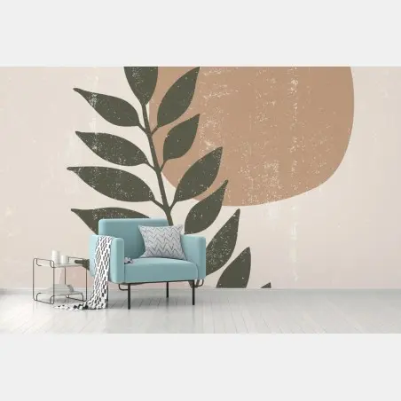 Fototapete minimalistische botanische blattgrafik – Pixers®