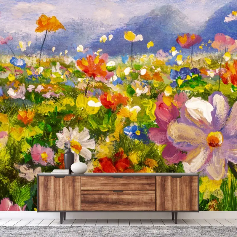 Fototapete lebhafte wildblumenwiese