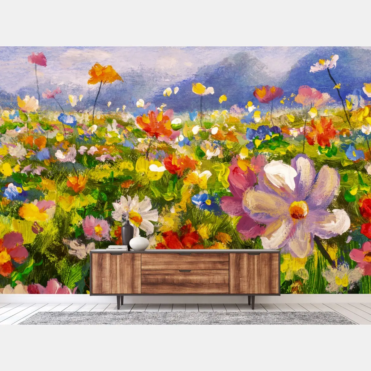 Fototapete lebhafte wildblumenwiese – Pixers®